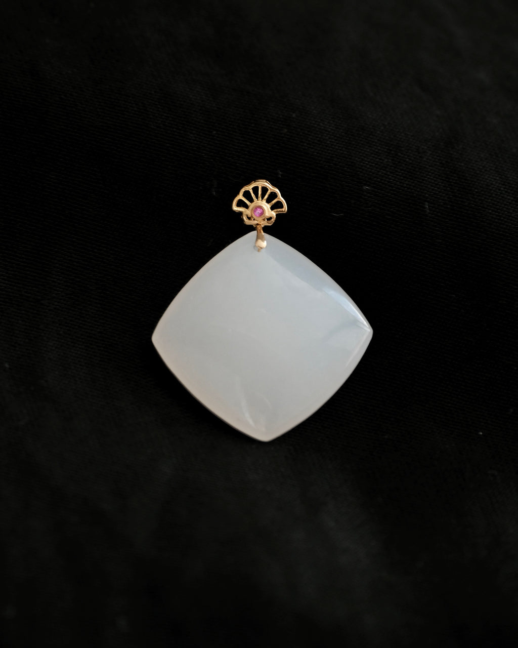 Radiant Square – Hetian White Jade Pendant