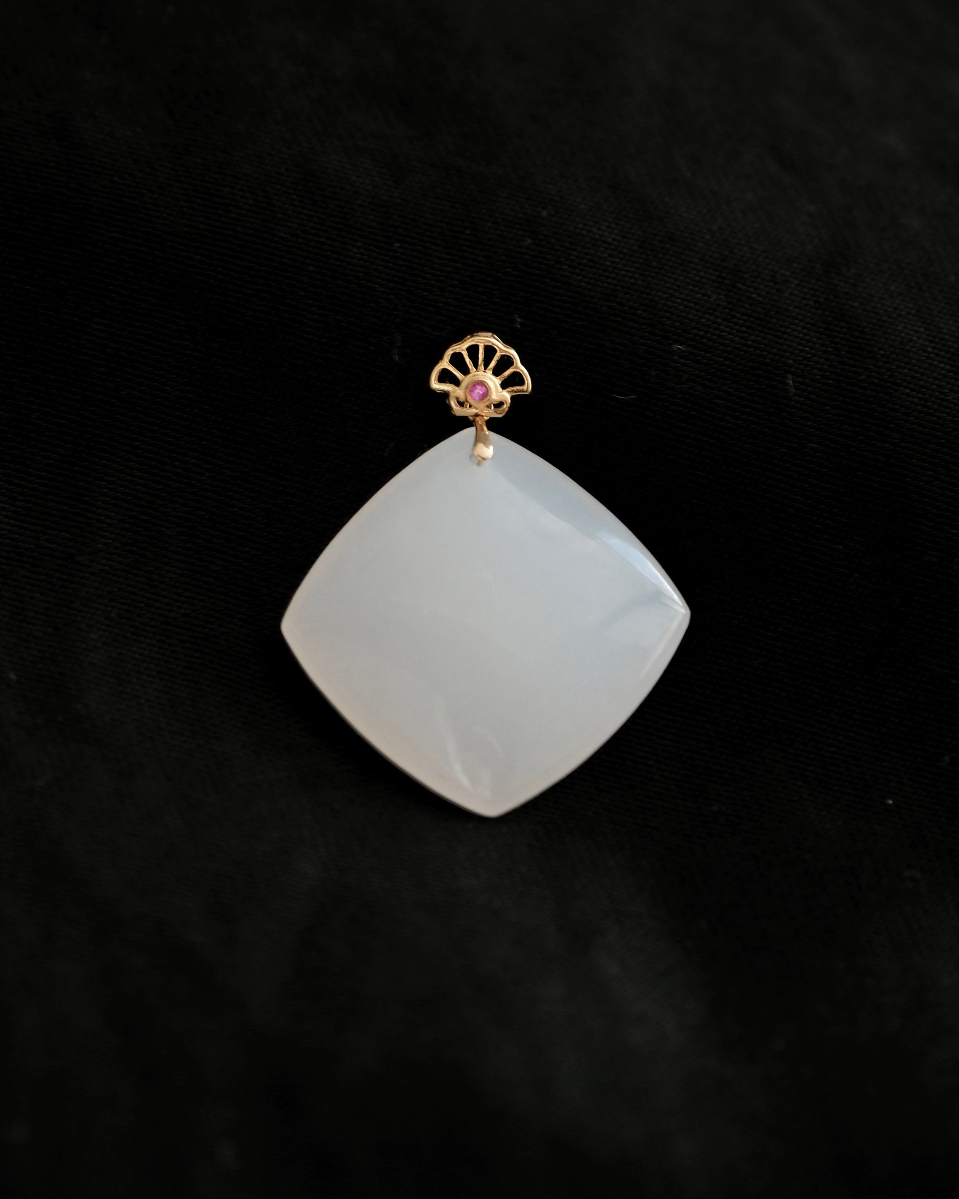 Radiant Square – Hetian White Jade Pendant