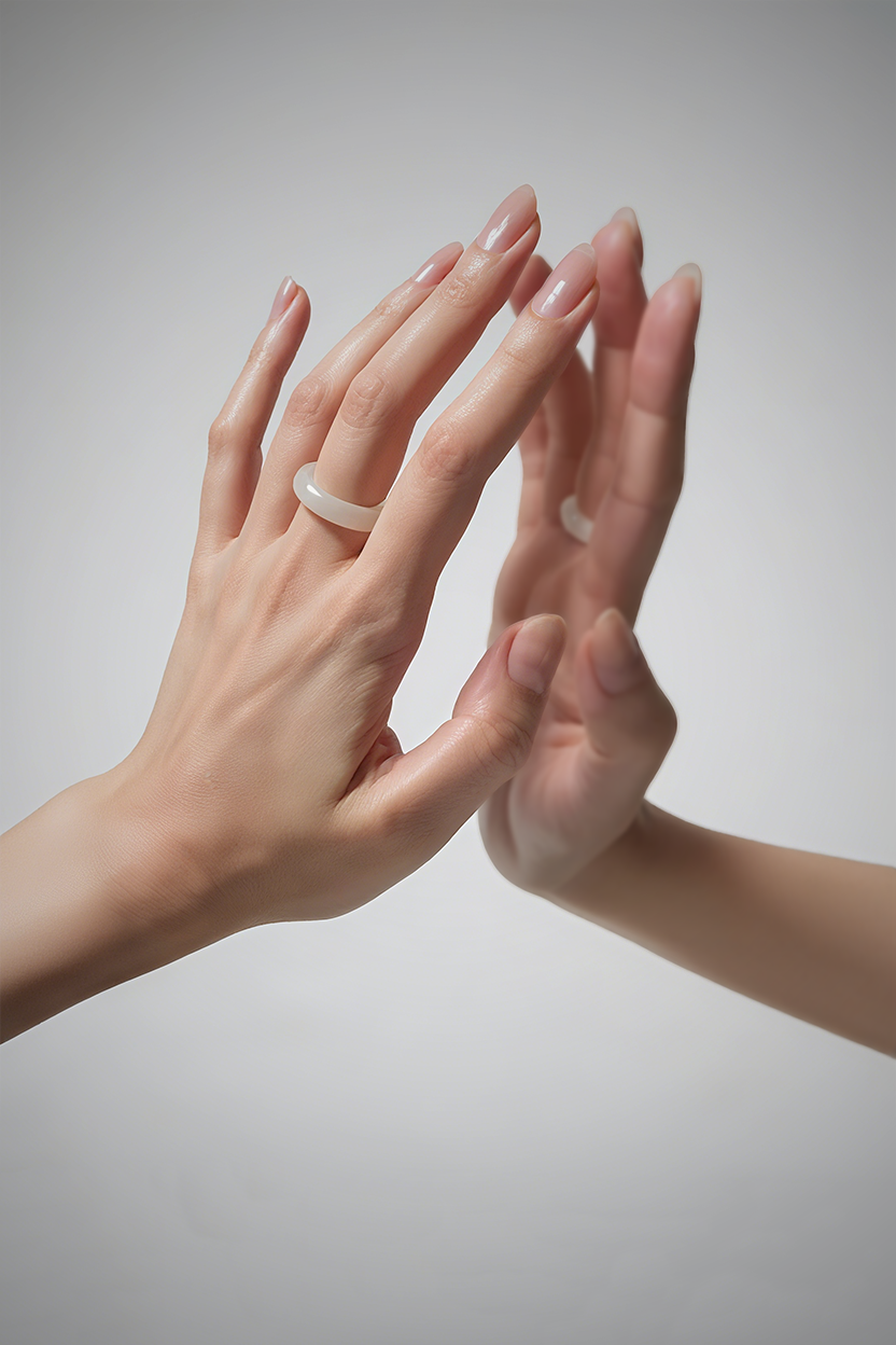Silent Loop – Hetian White Jade Ring