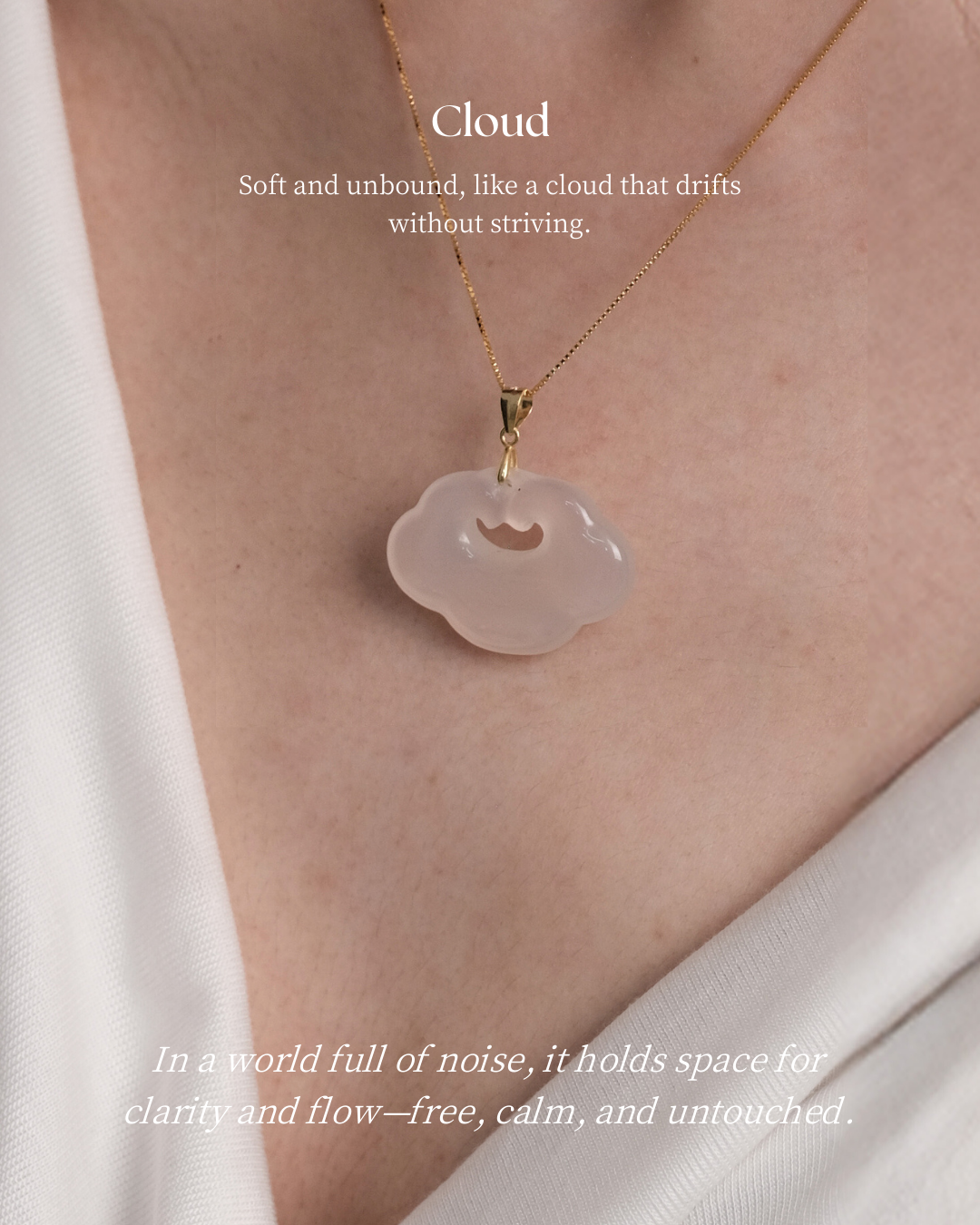 Stillness · Cloud White Nephrite Jade Pendant