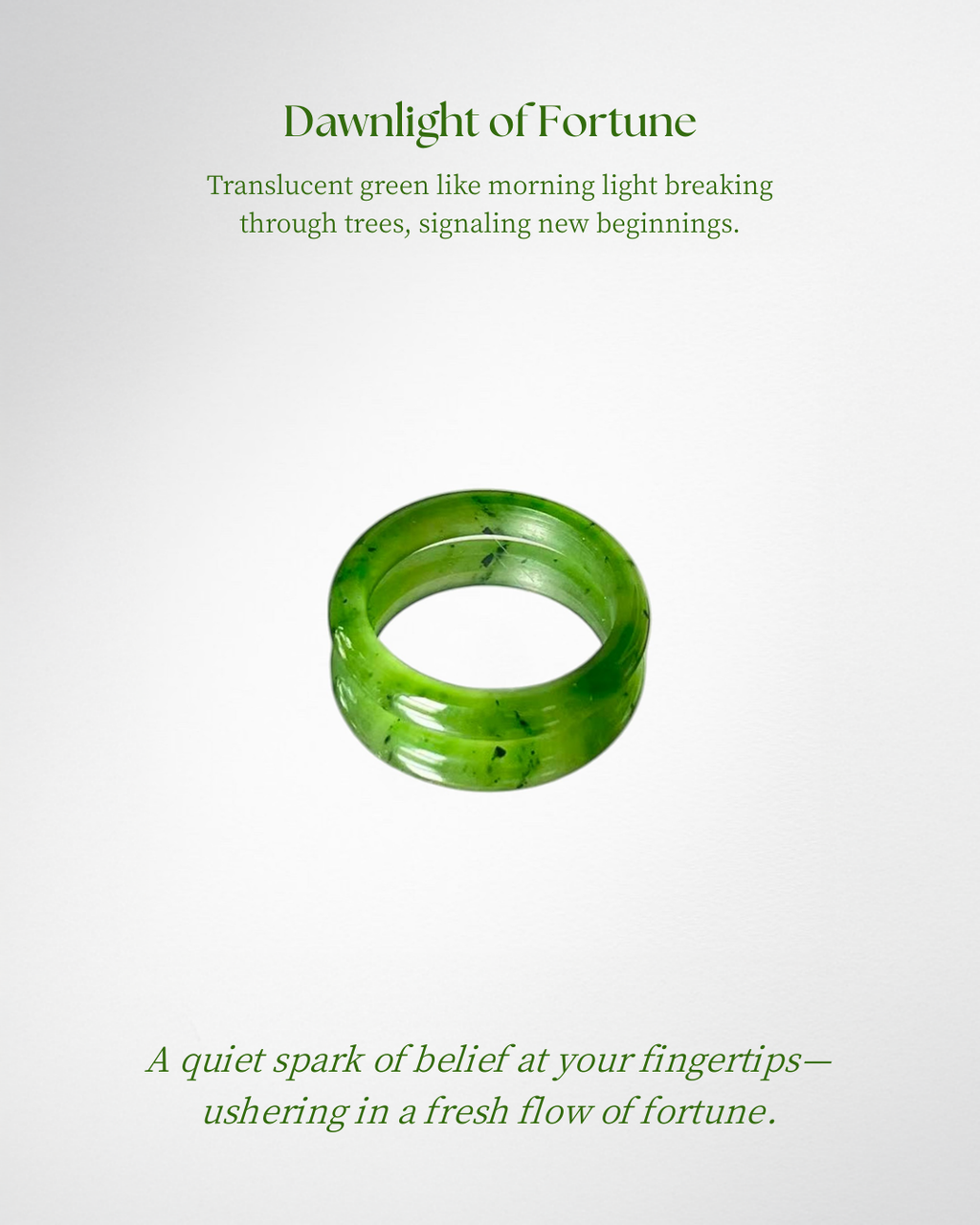 Dawnlight of Fortune – Tianshan Emerald Jade Ring