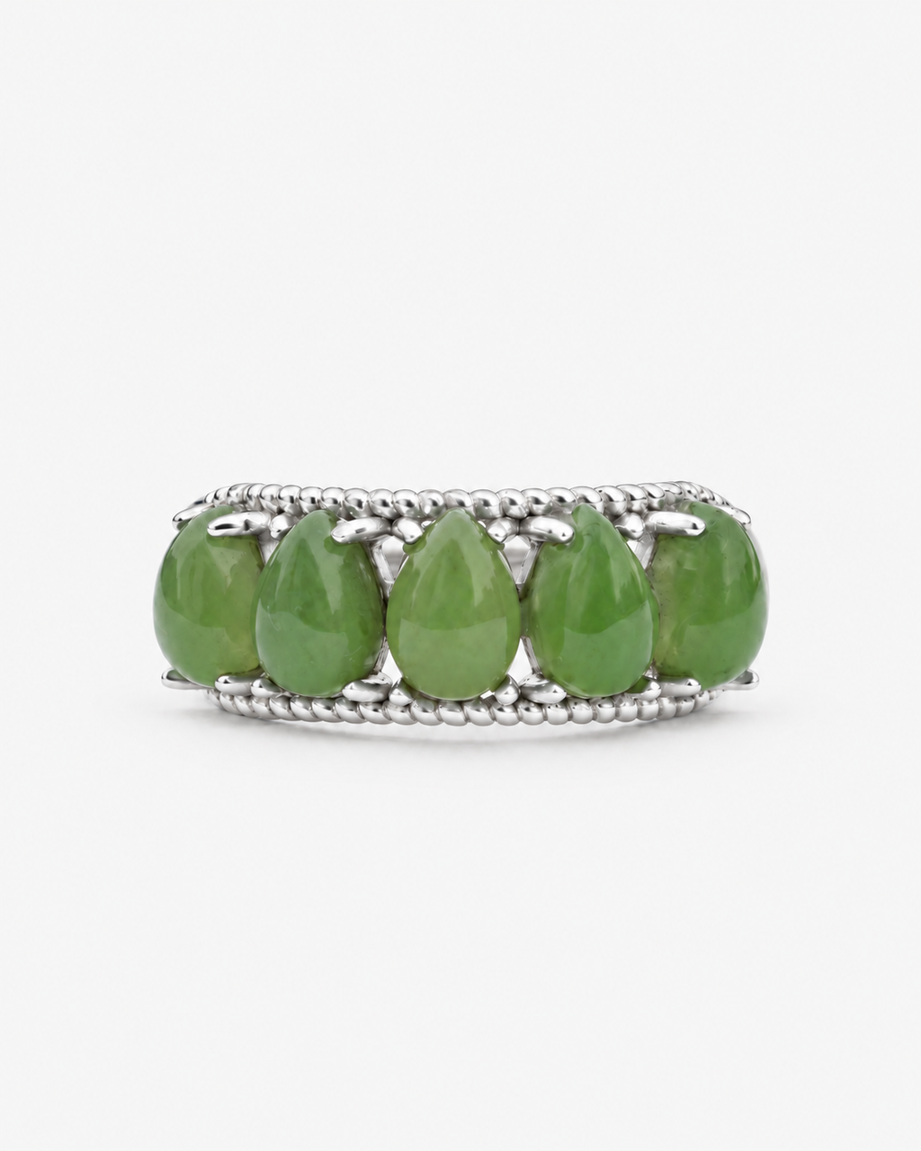 YÙN 05 Green Jade Ring in Silver