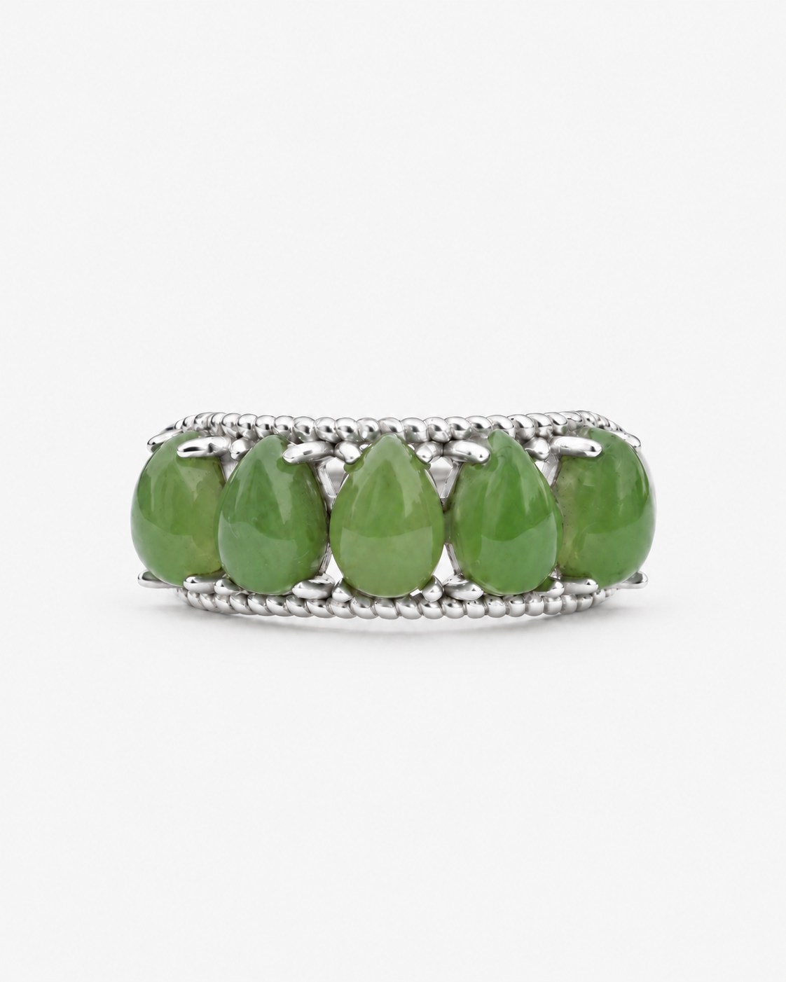 YÙN 05 Green Jade Ring in Silver