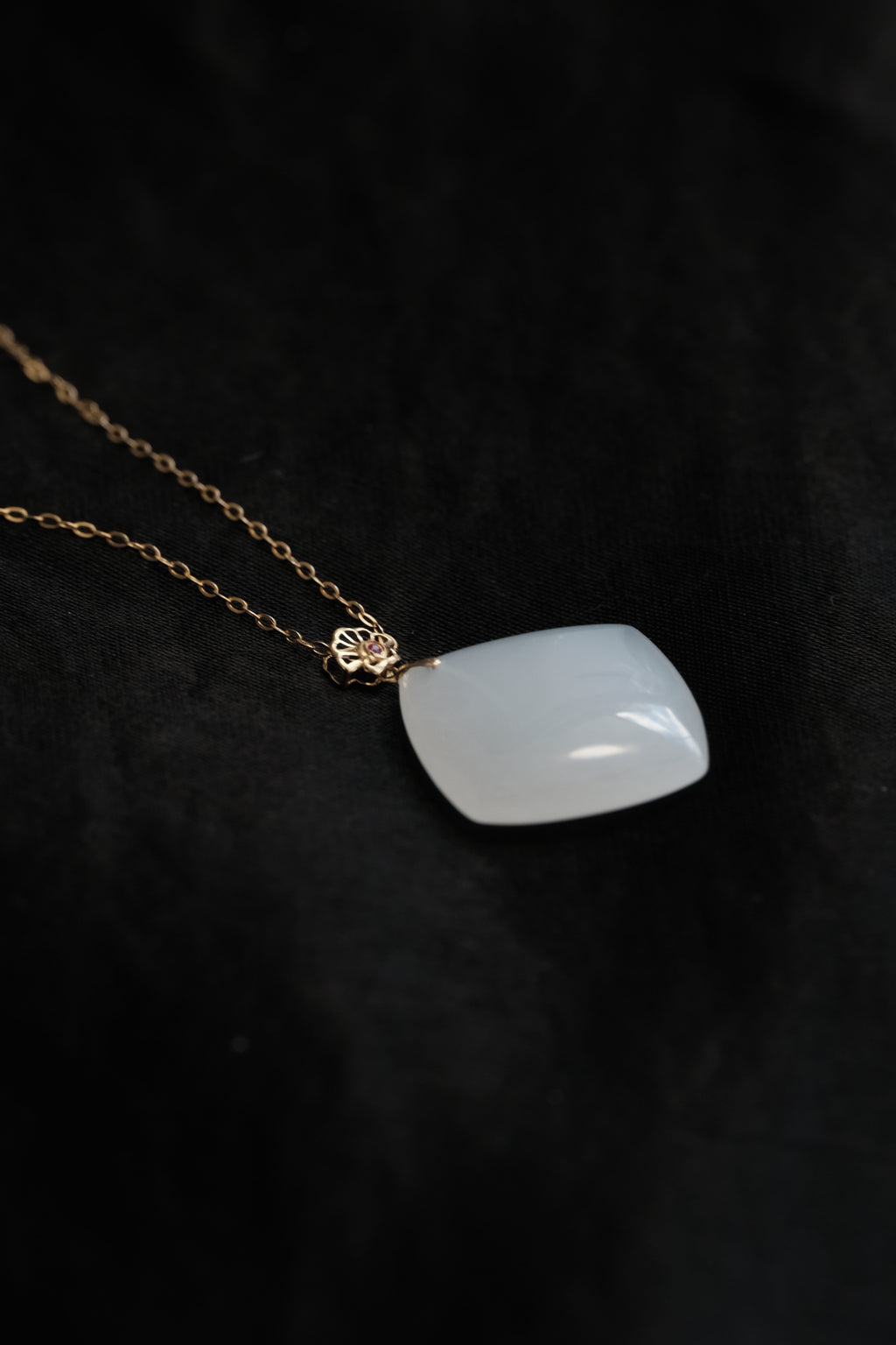 Radiant Square – Hetian White Jade Pendant