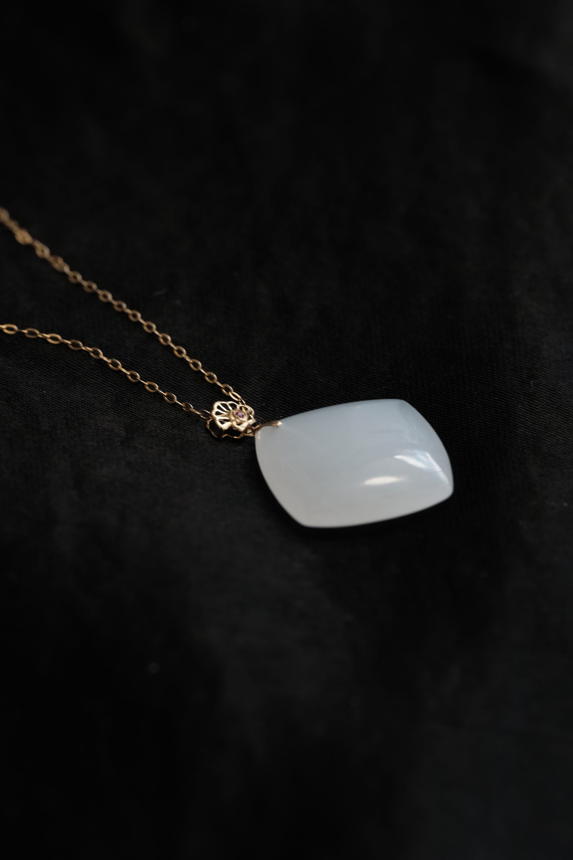 Radiant Square – Hetian White Jade Pendant