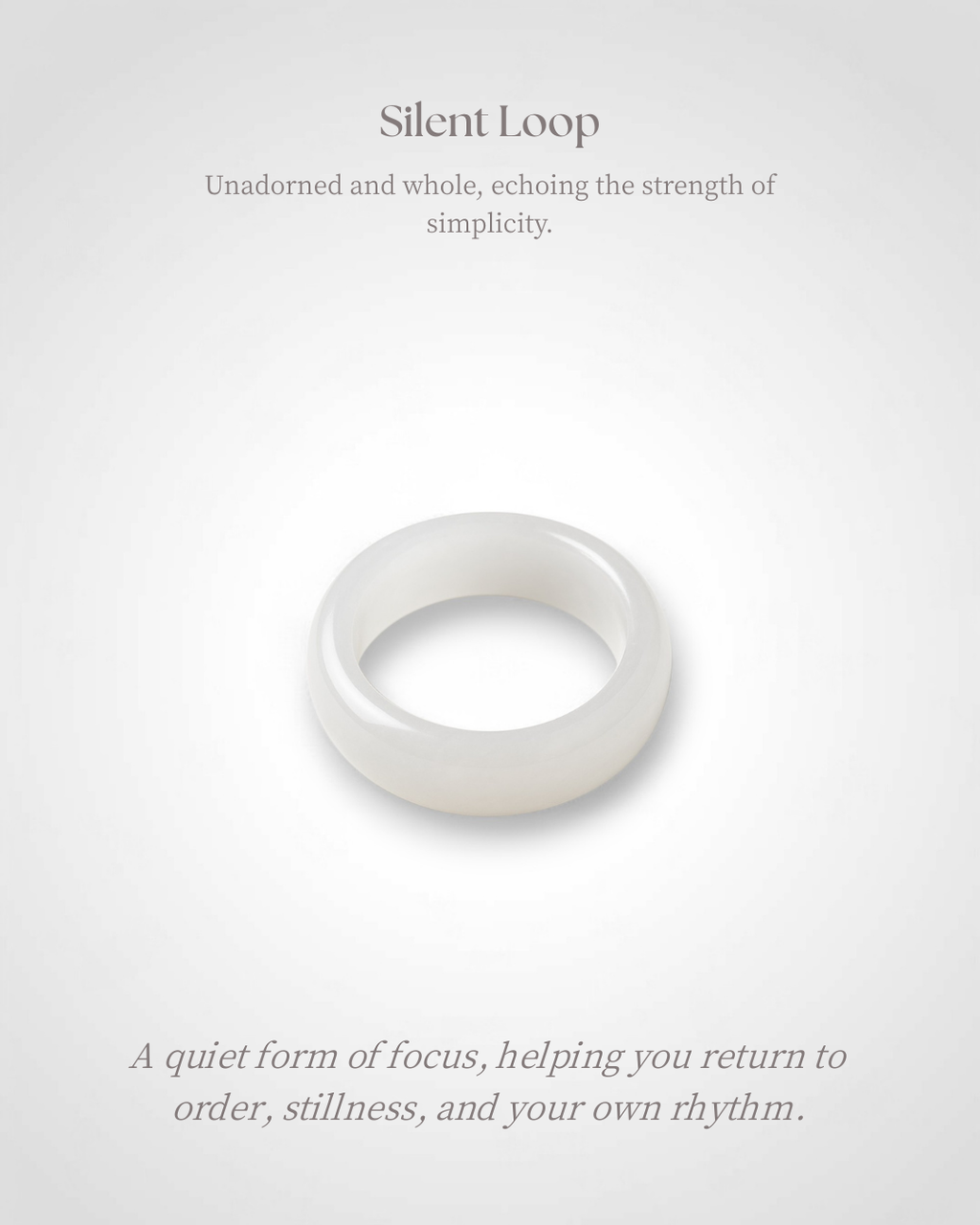 Silent Loop – Hetian White Jade Ring