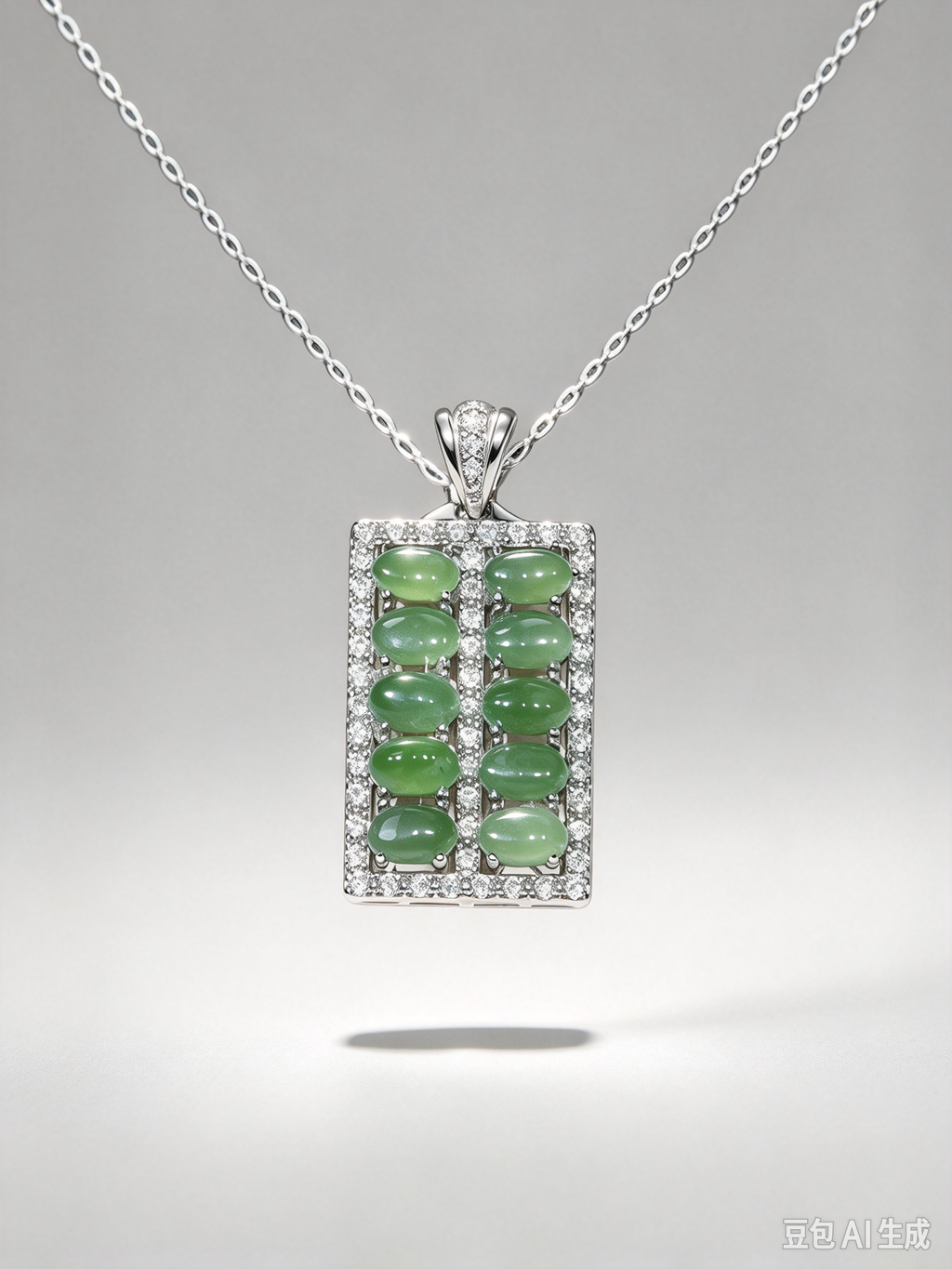 Yùn · Moving Bead Green Nephrite Jade Necklace
