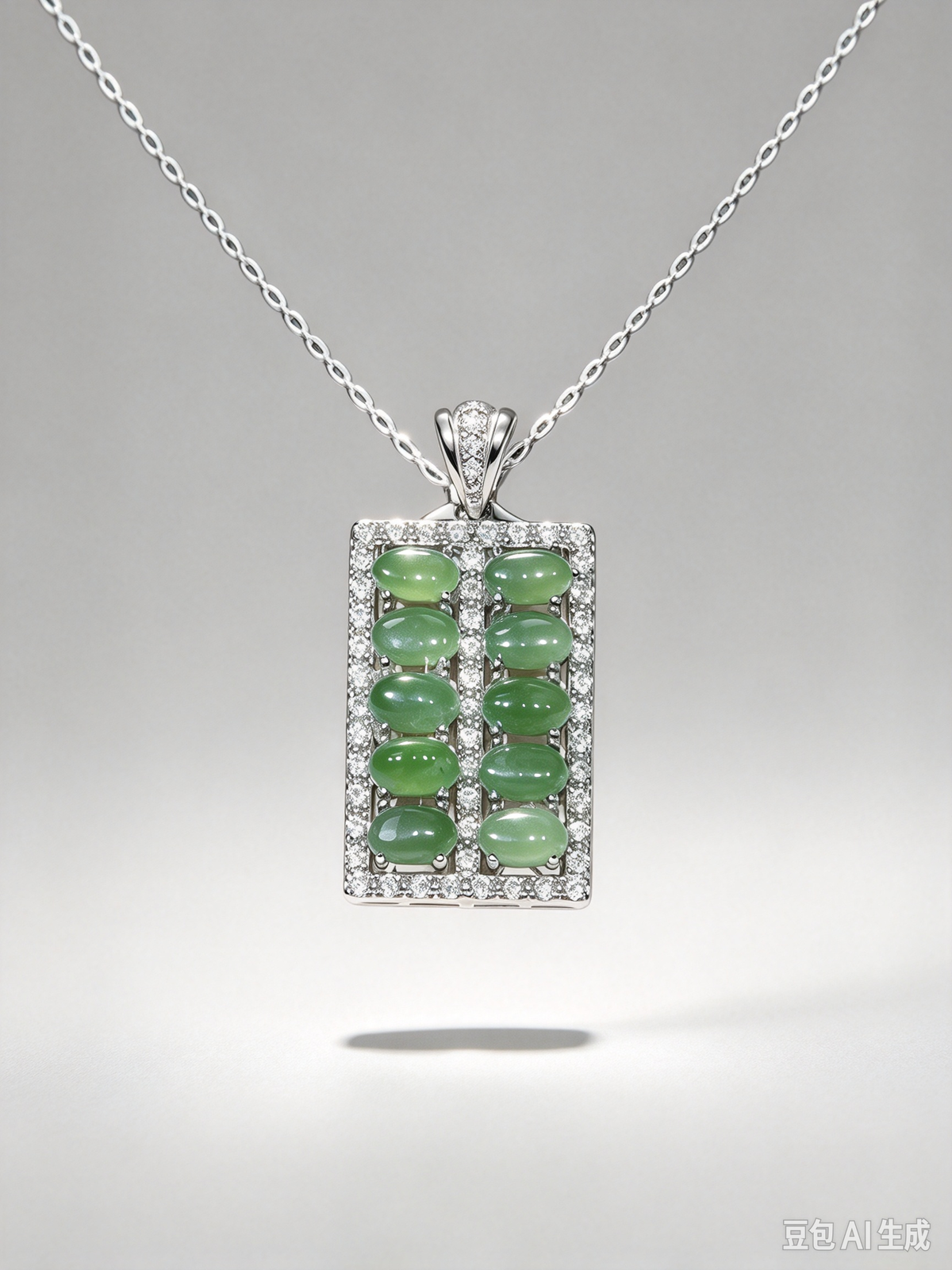 Yùn · Moving Bead Green Nephrite Jade Necklace