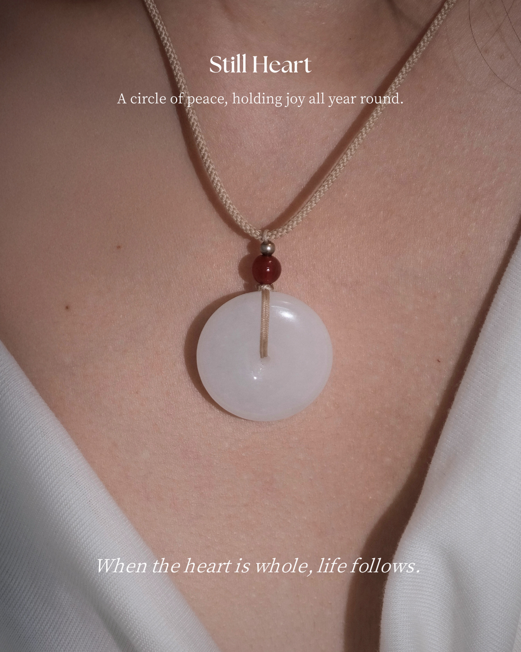 Still Heart – Hetian White Jade Pendant