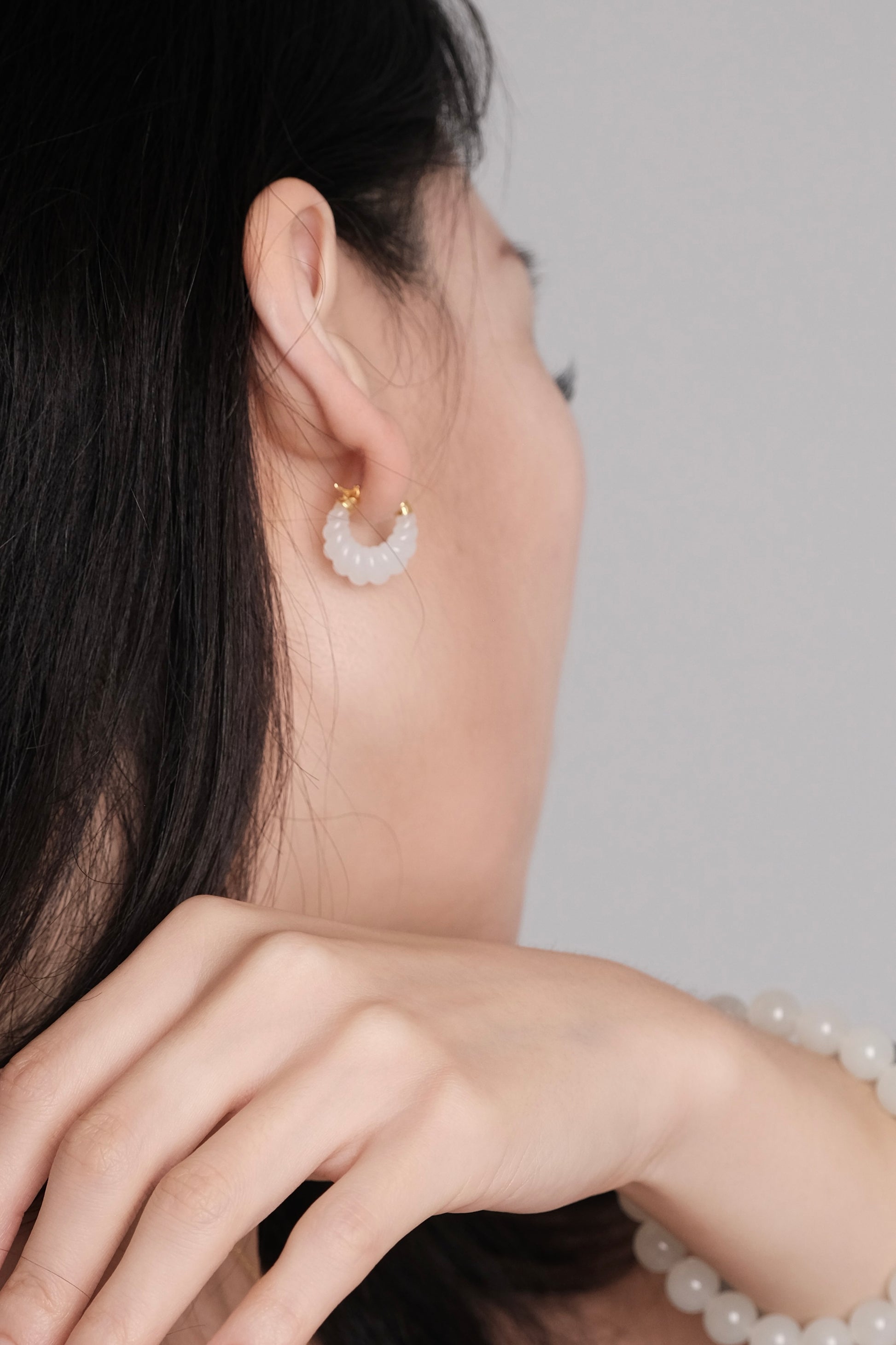 Whispered Carvings – Hetian White Jade Earrings