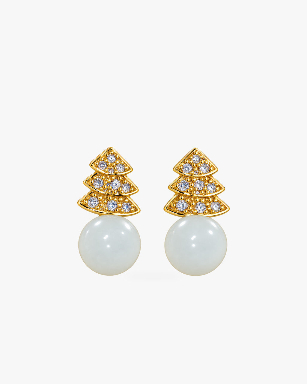 Jìng · Evergreen Stud Earrings on white background