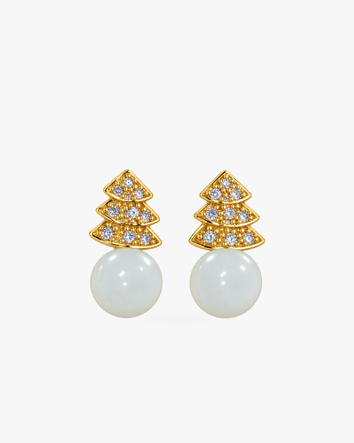 Stillness · Evergreen White Nephrite Jade Stud Earrings