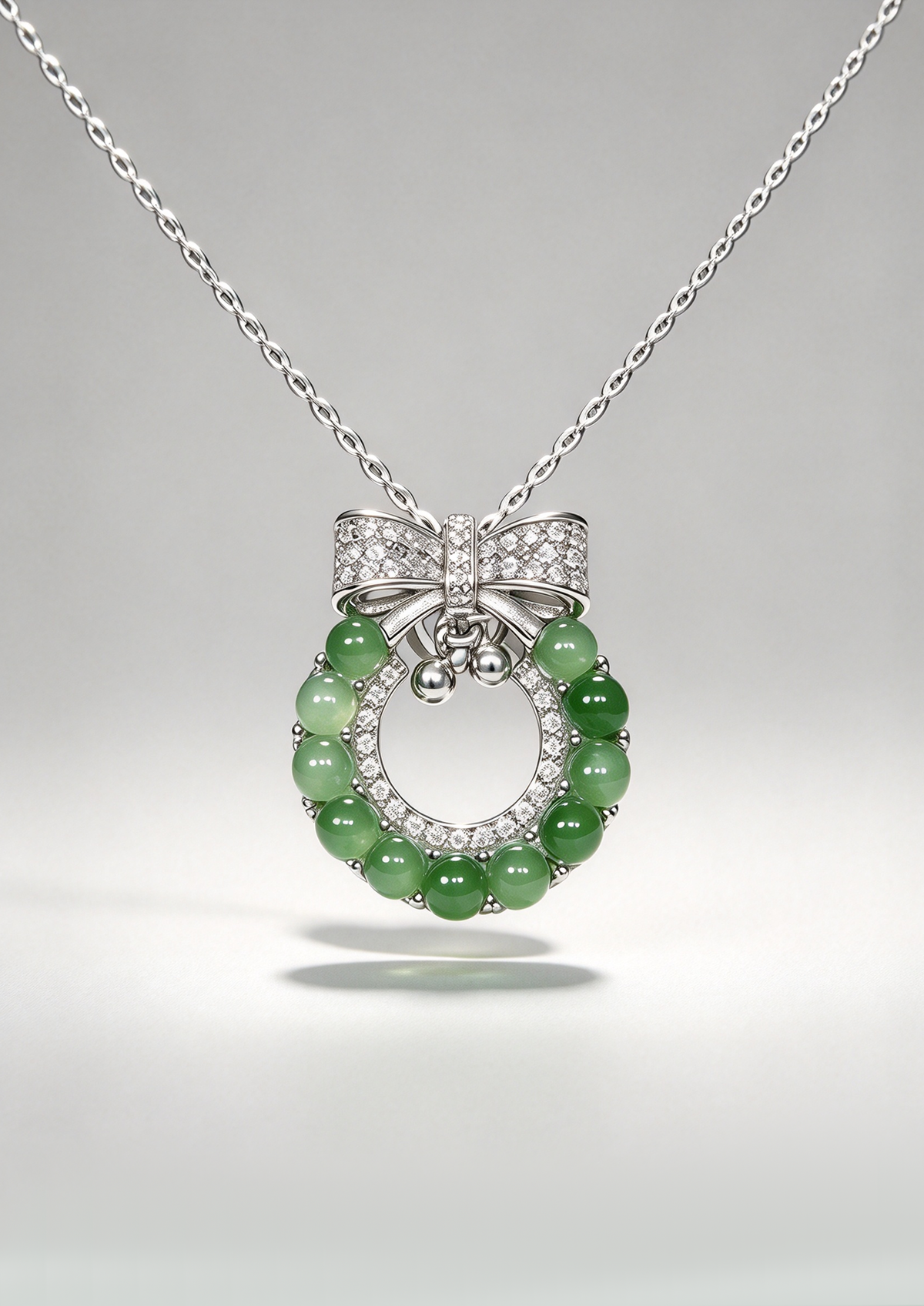 Yùn · Evergreen Circle Jade Necklace on white background