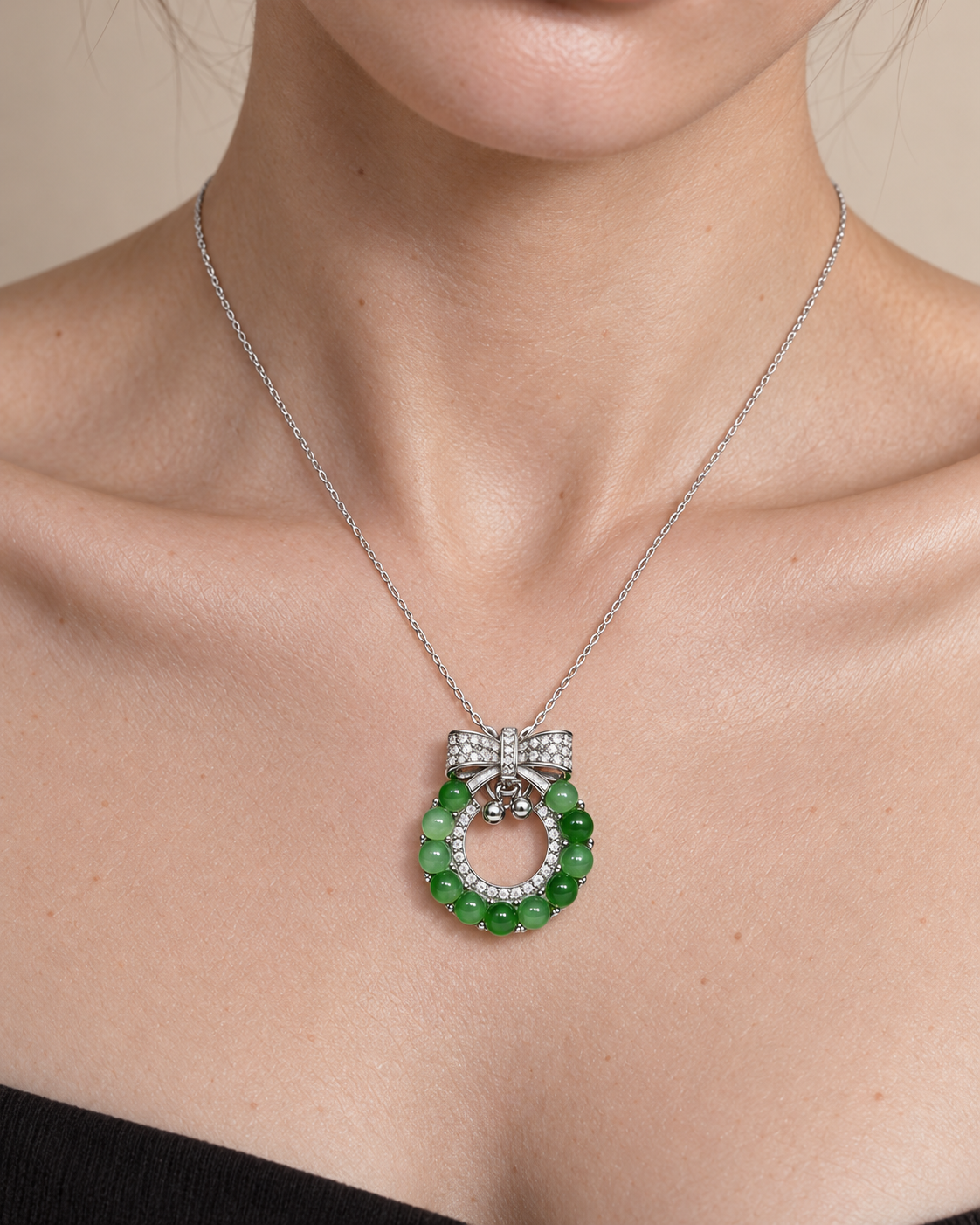 Yùn · Evergreen Circle Jade Necklace worn by model