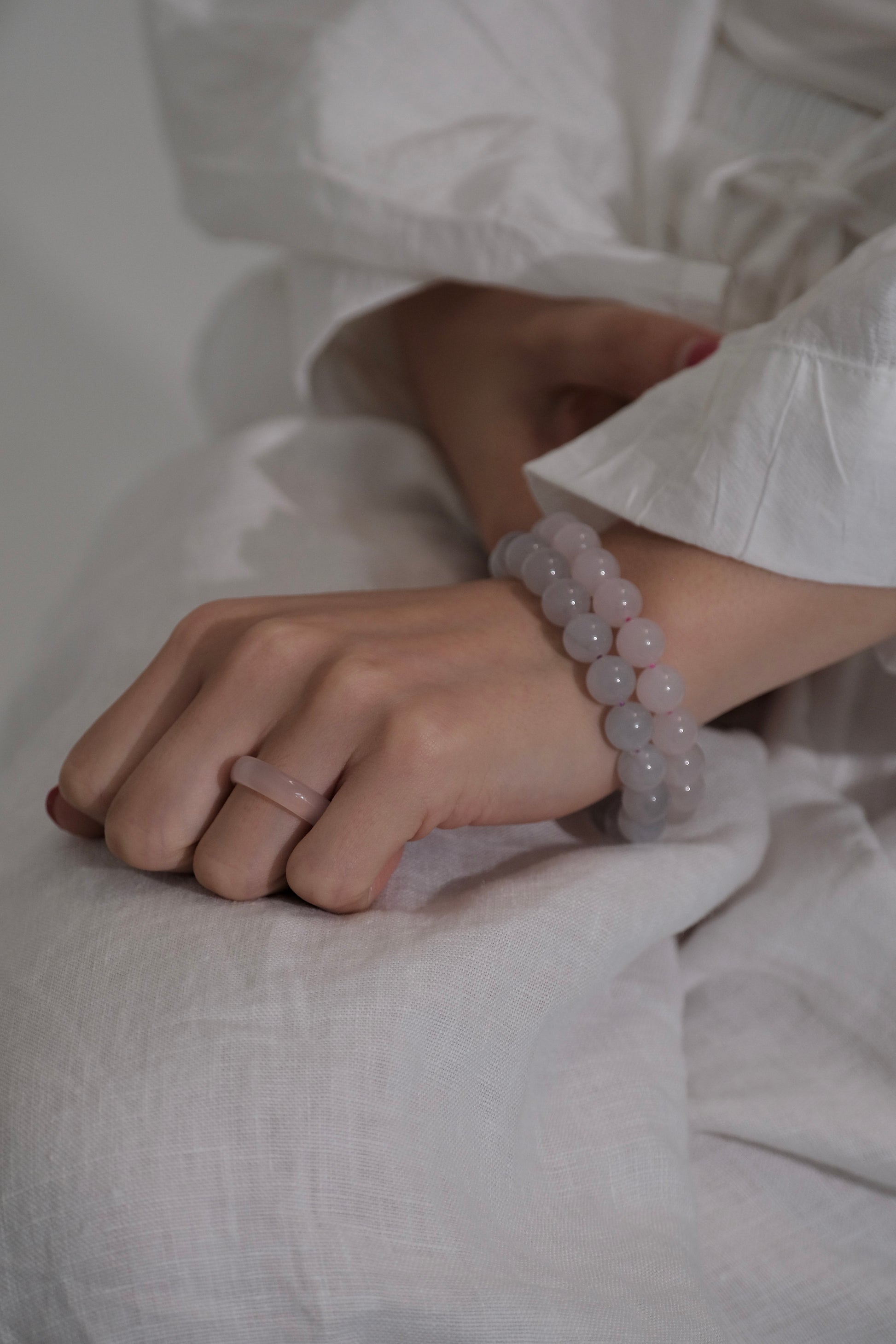 Affinity · Subtle Bloom – Pink Jade Bead Bracelet
