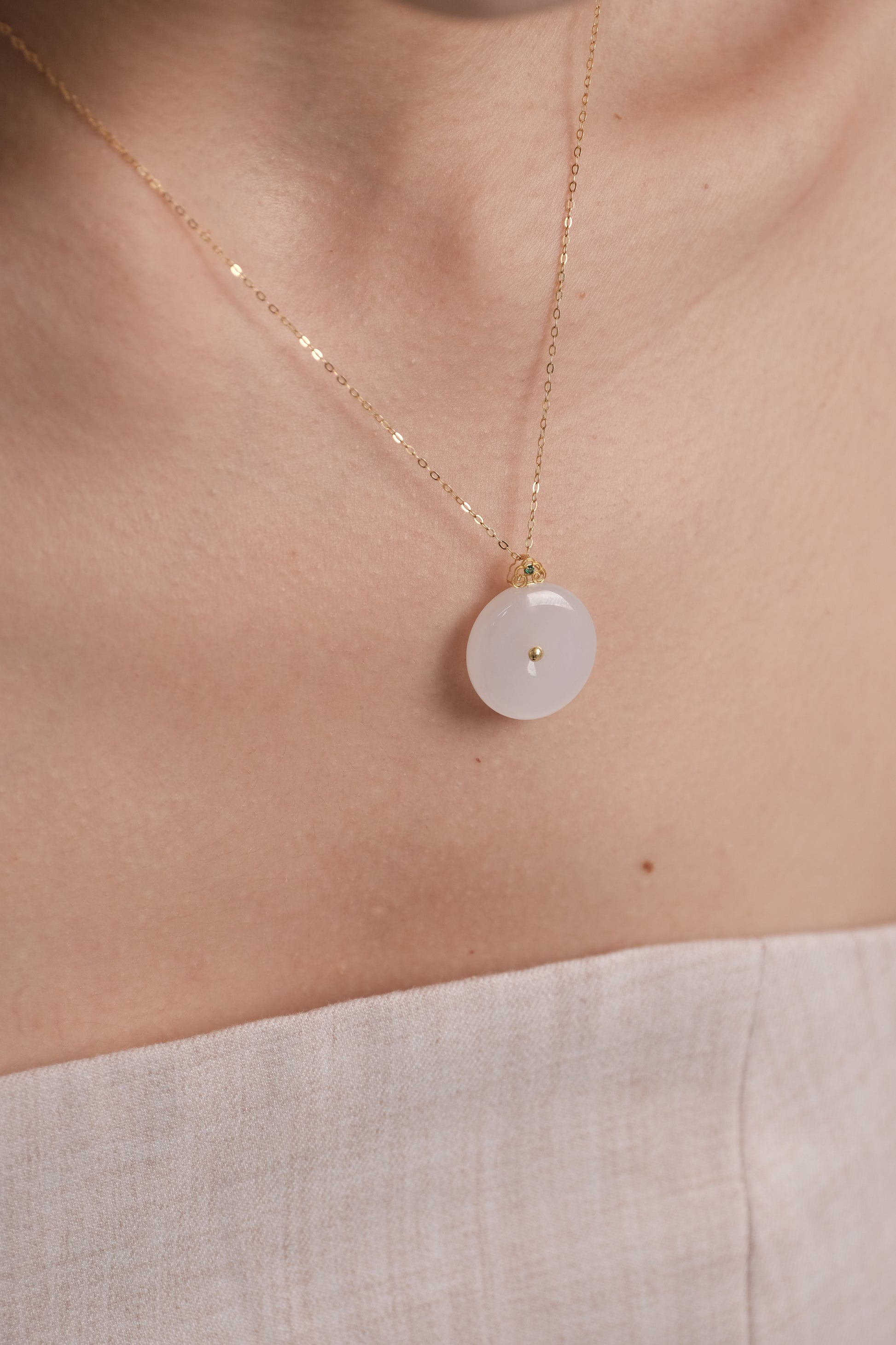 Quiet Circle – Hetian White Jade Pendant