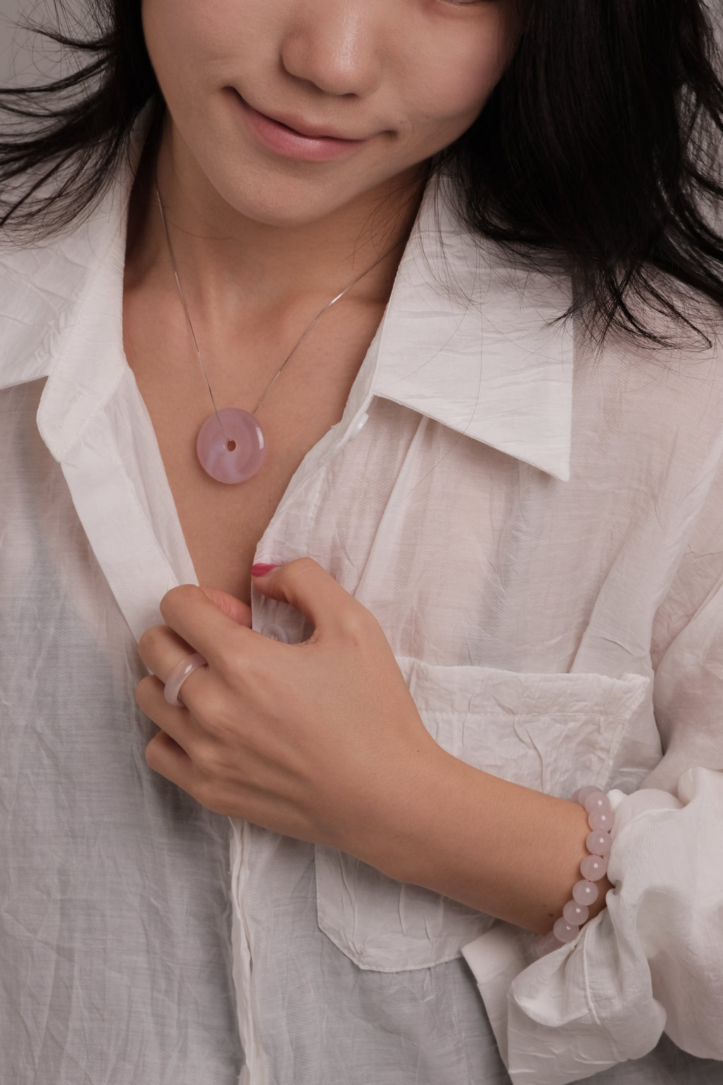 Affinity · Subtle Bloom – Pink Jade Bead Bracelet