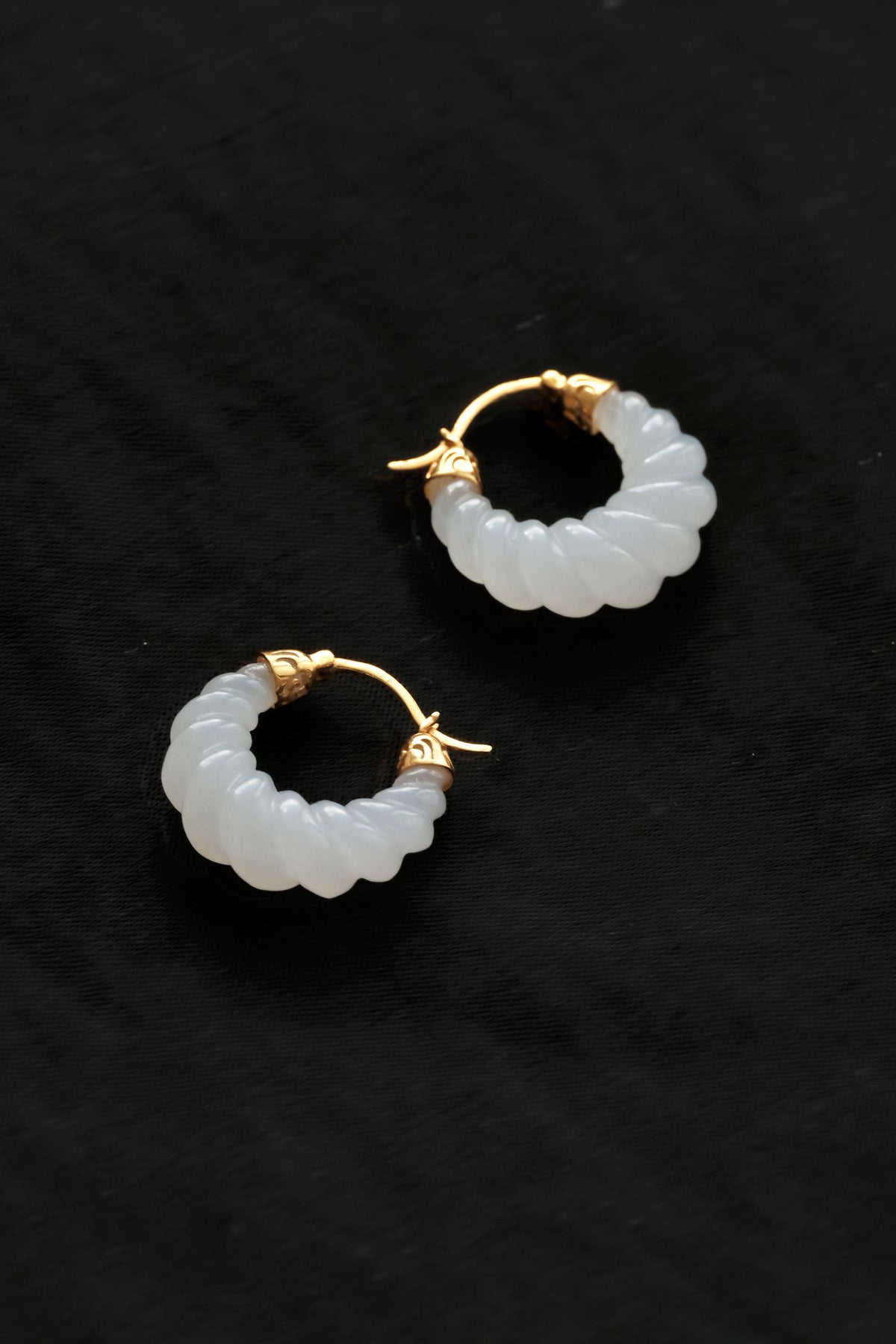 Stillness · Whispered Carvings White Nephrite Jade Earrings