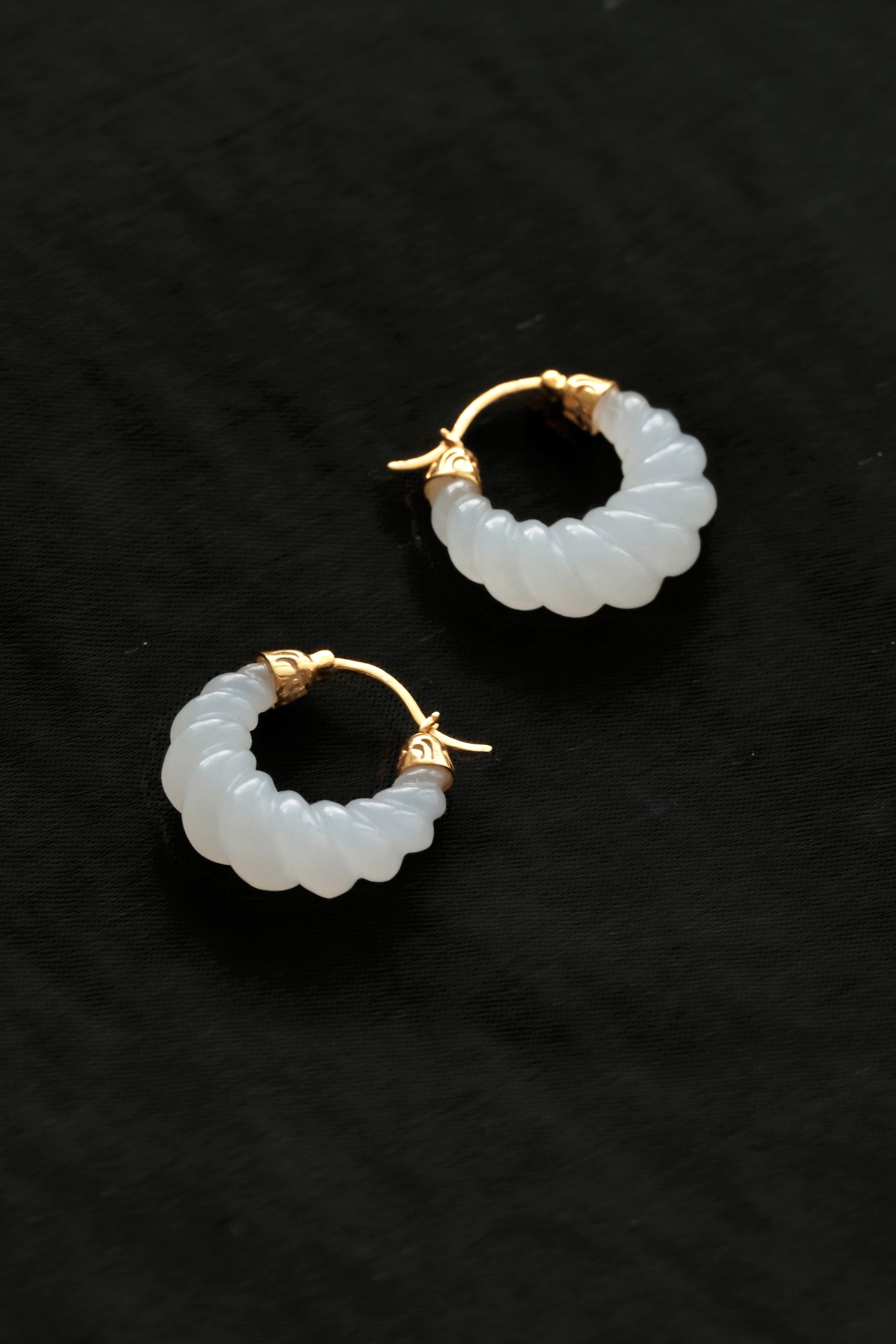 Whispered Carvings – Hetian White Jade Earrings