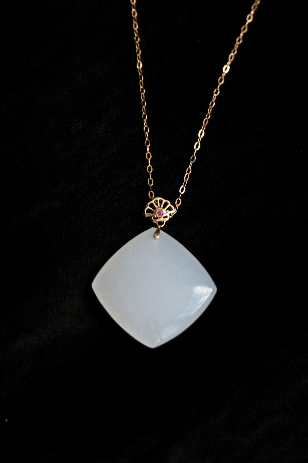 Stillness · Radiant Square White Nephrite Jade Pendant