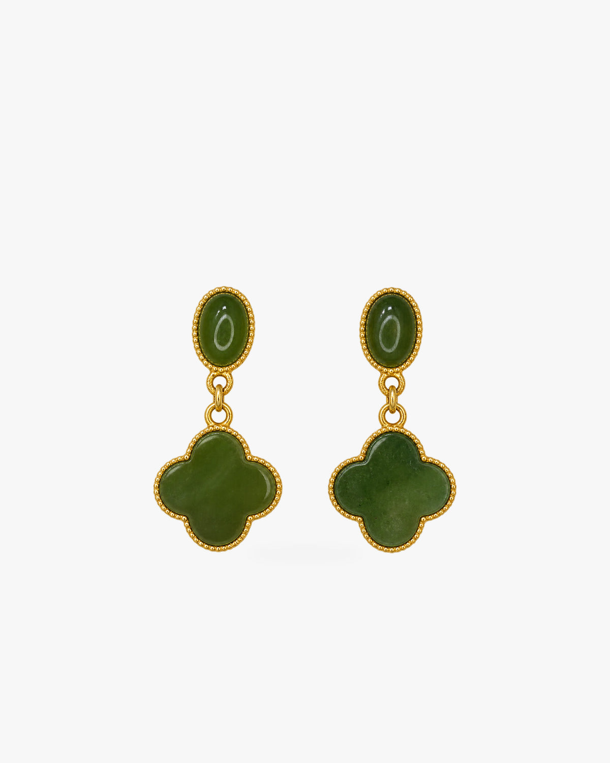 Yùn · Fourfold Clover Earrings on white background