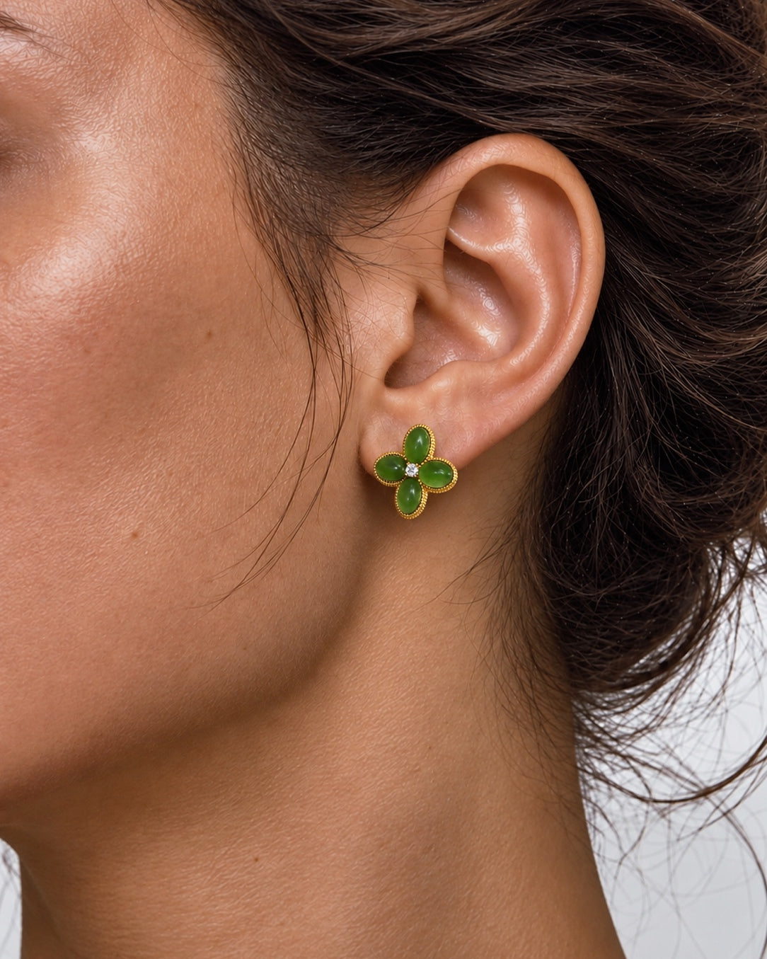 Yùn · Fourfold Bloom Stud Earrings worn by model