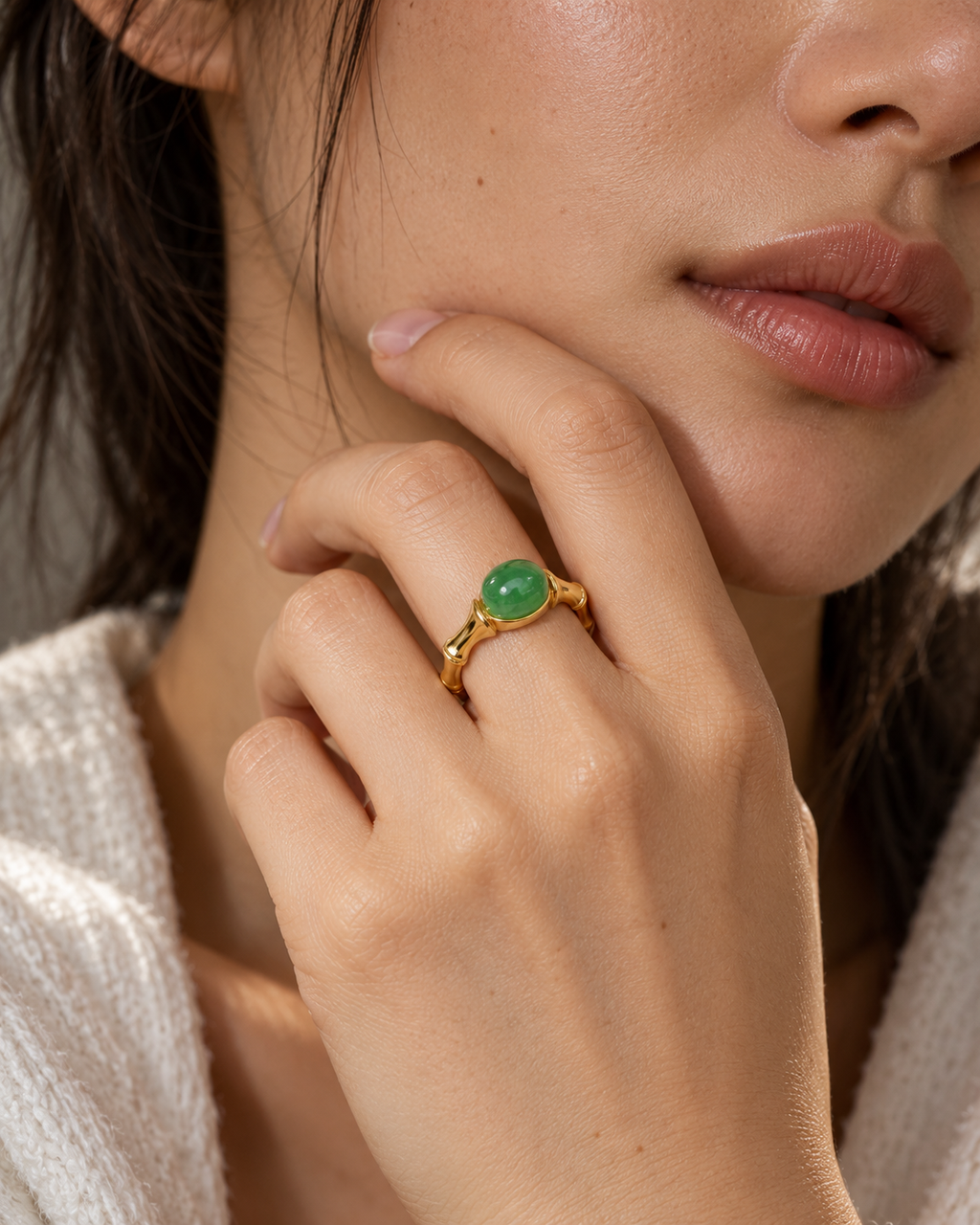 Yùn · Bamboo Rhythm Gold-Tone Ring worn by model