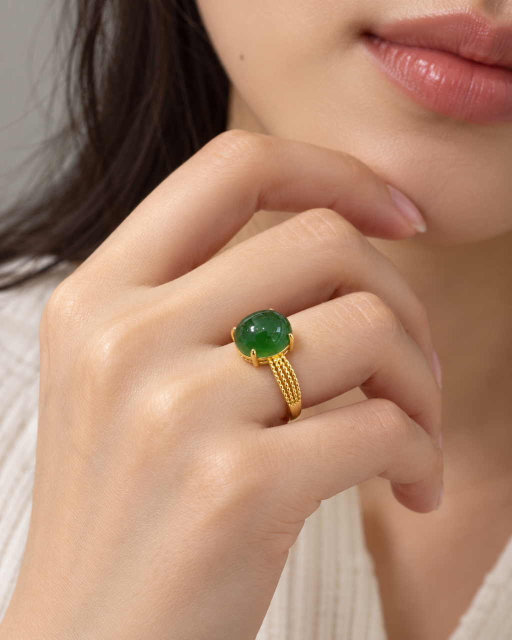 Yùn · Woven Path Gold-Tone Ring worn by model