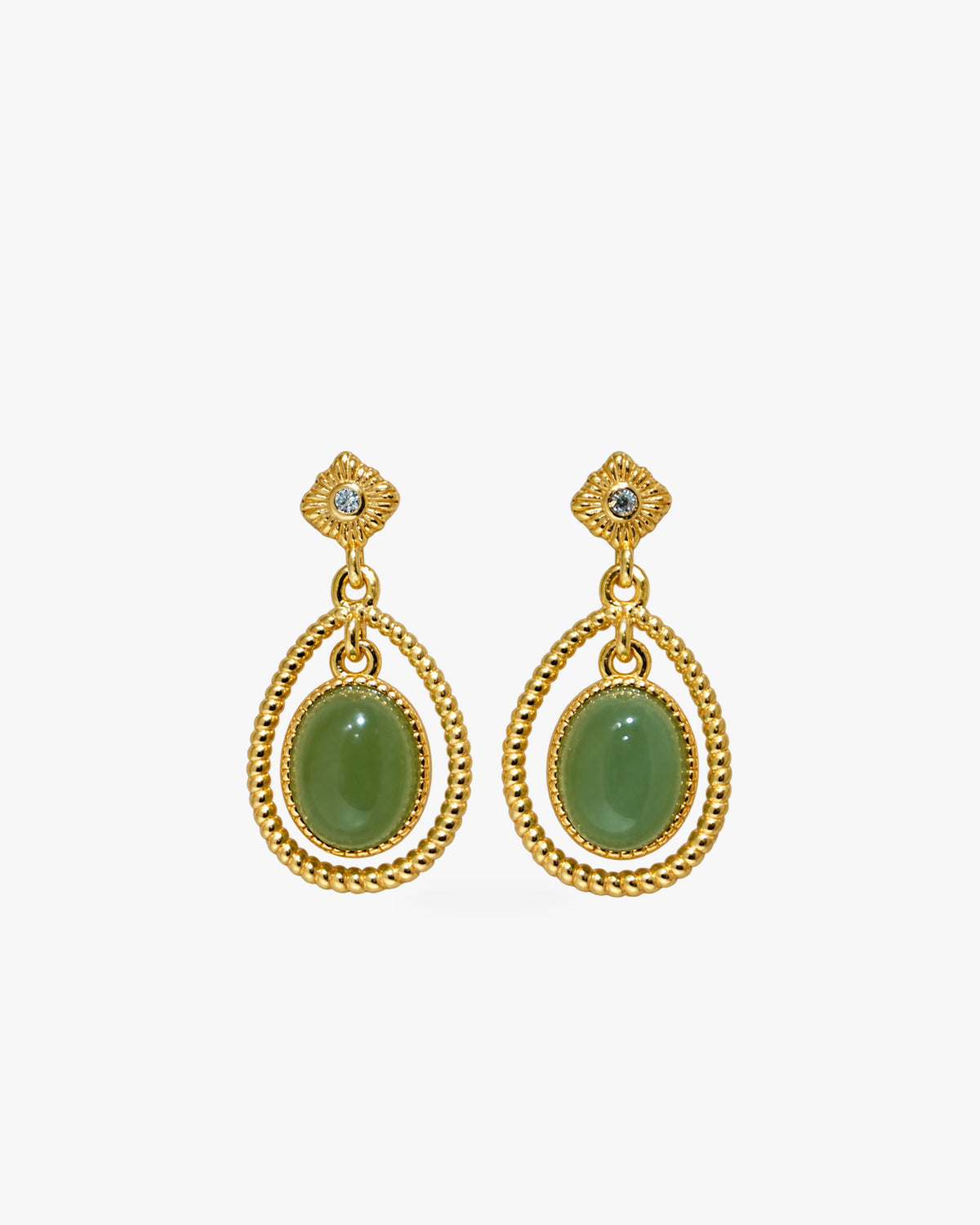 Yùn · Moving Oval Drop Earrings on white background