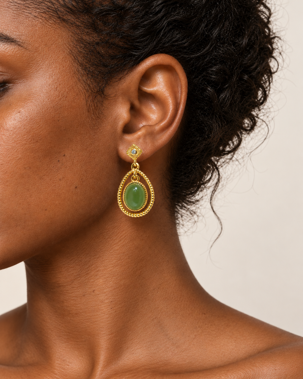 Yùn · Moving Oval Drop Earrings worn by model