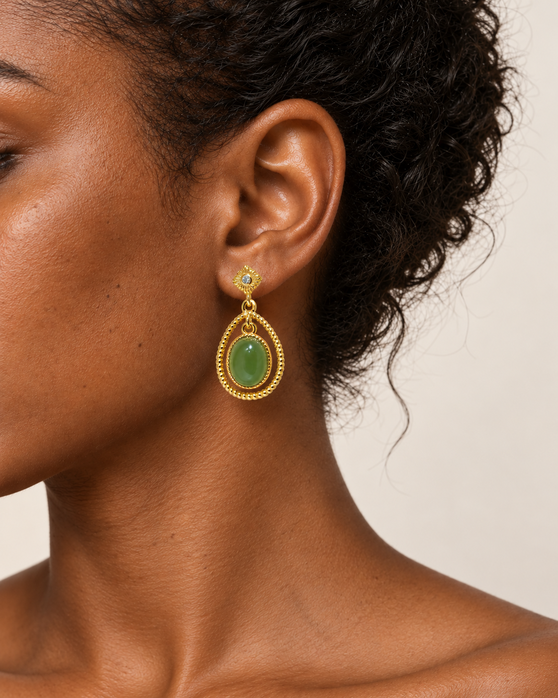 Yùn · Moving Oval Drop Earrings worn by model