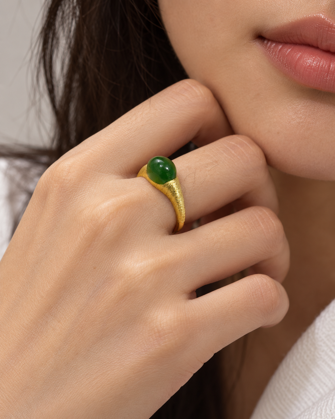 Yùn · Terrain Oval Gold-Tone Ring worn by model