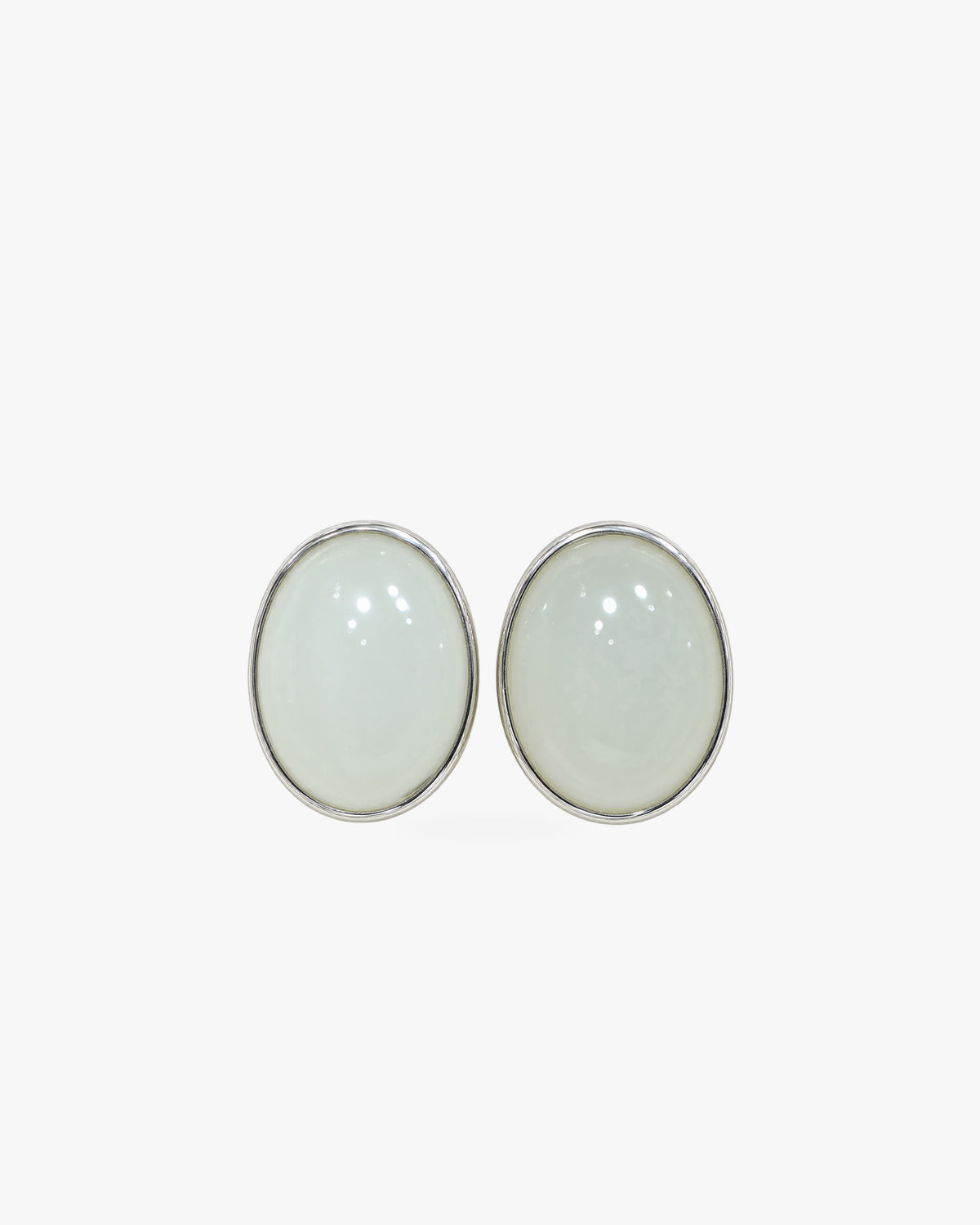 Stillness · Quiet Oval White Nephrite Jade Stud Earrings