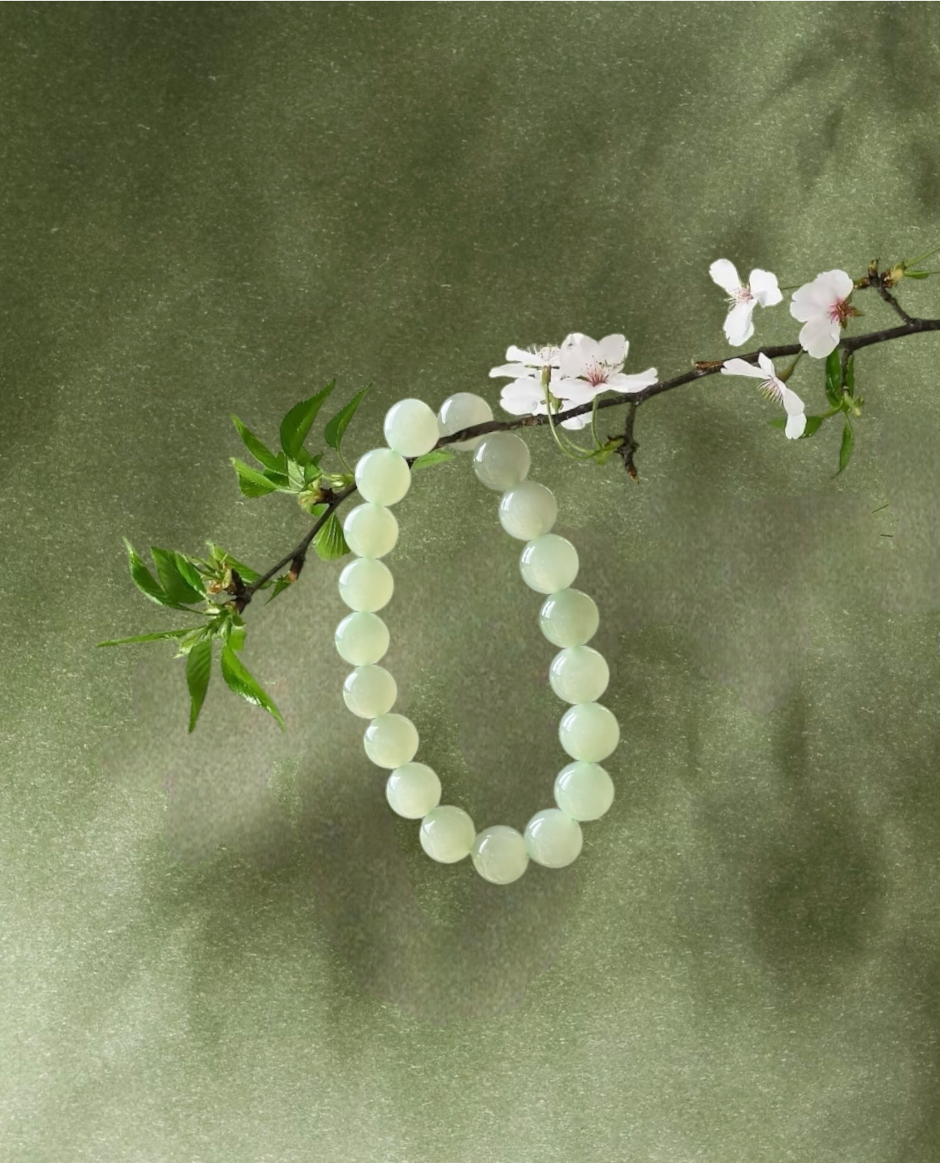 ANJAE ORIGIN™ – Pale Green Jade Bead Bracelet