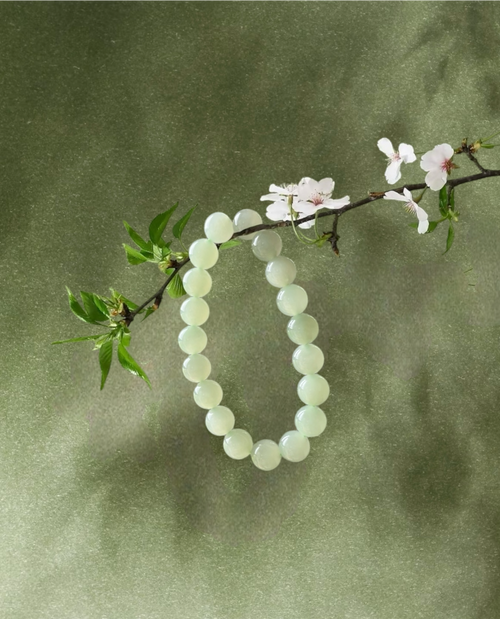 Affinity · Calm Flow – Pale Green Jade Bead Bracelet