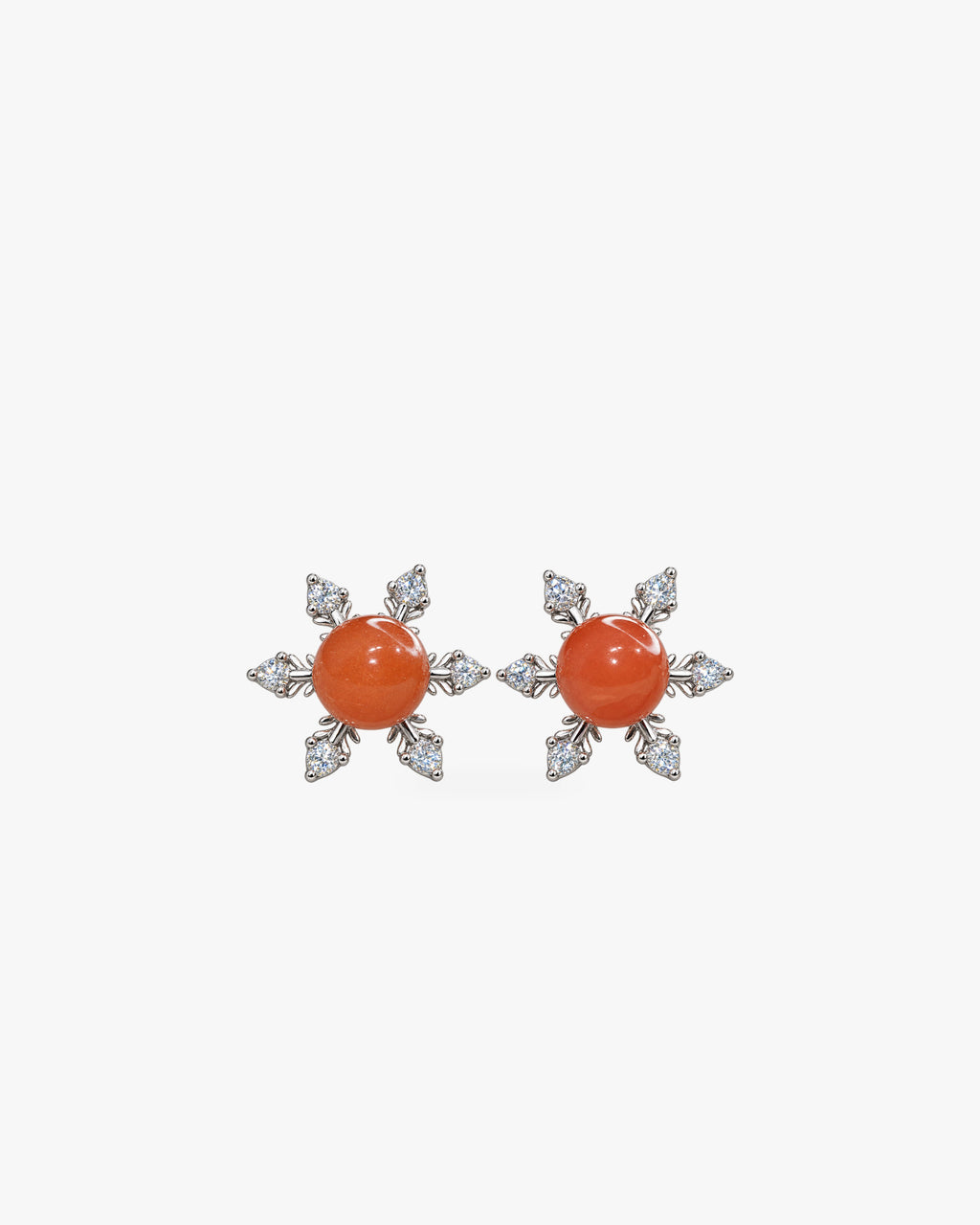 Ember Snowflake Stud Earrings on white background