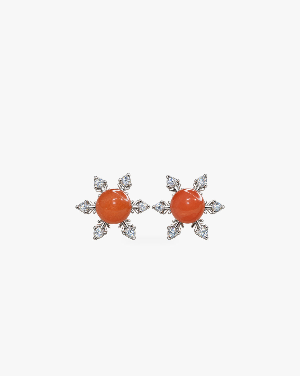 Ember Snowflake Red Nephrite Jade Stud Earrings