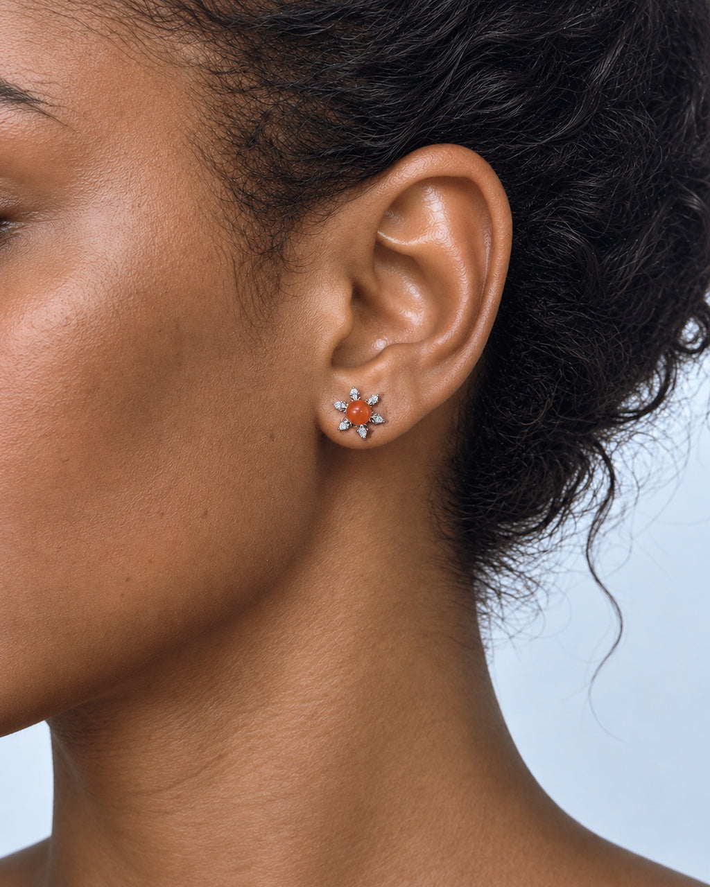 Ember Snowflake Stud Earrings worn by model