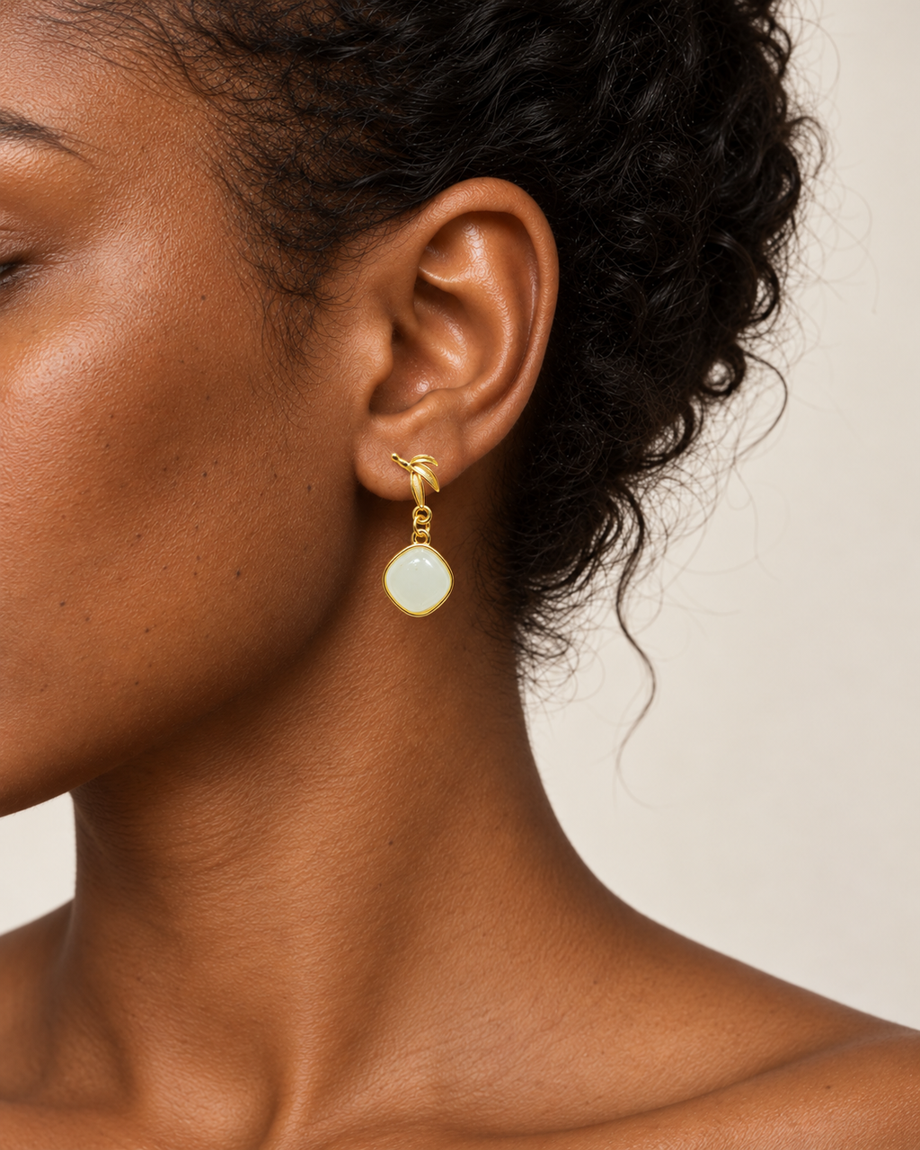 Jìng · Soft Square Drop Earrings worn by model