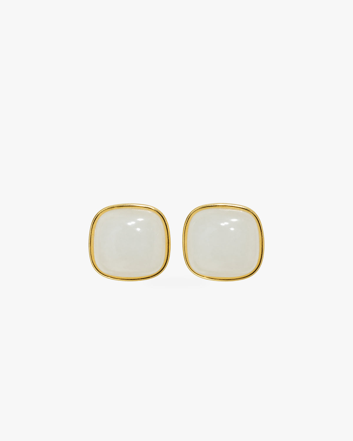 Stillness · Soft Square White Nephrite Jade Stud Earrings