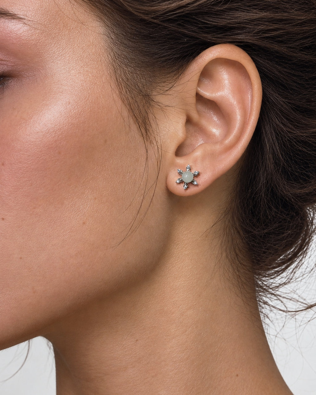 Jìng · Snowmark Stud Earrings worn by model