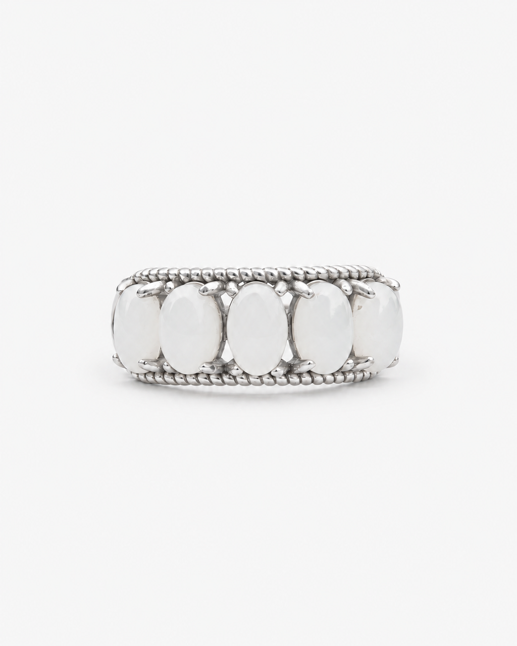 YÙN 05 White Jade Ring in Silver