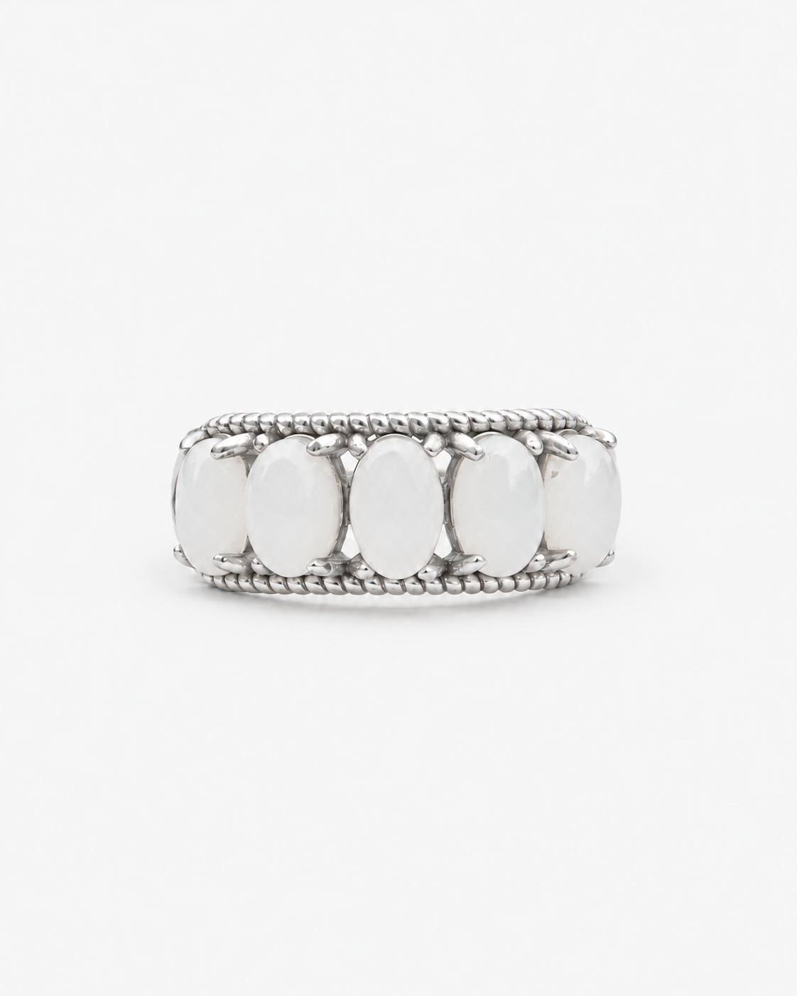 YÙN 05 White Jade Ring in Silver